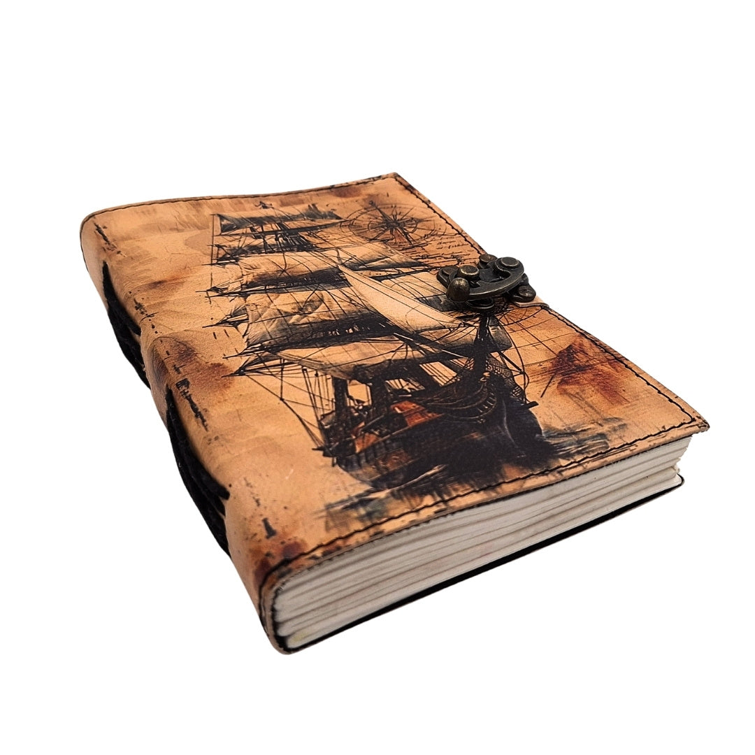 Bőr notesz hajó vitorlás retró - Ajándék tengerésznek