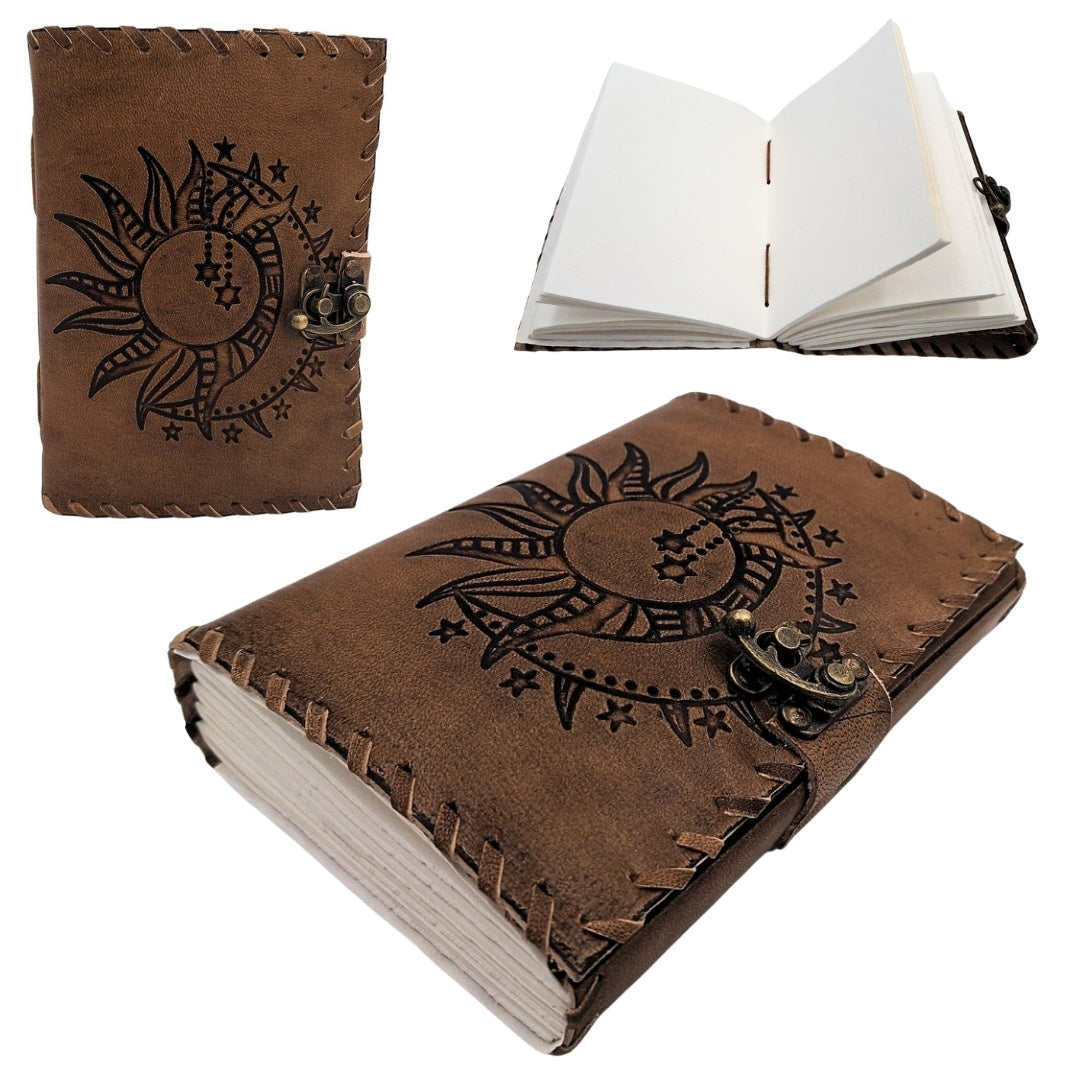 Bőr notesz retro 200 oldal Nap és Hold