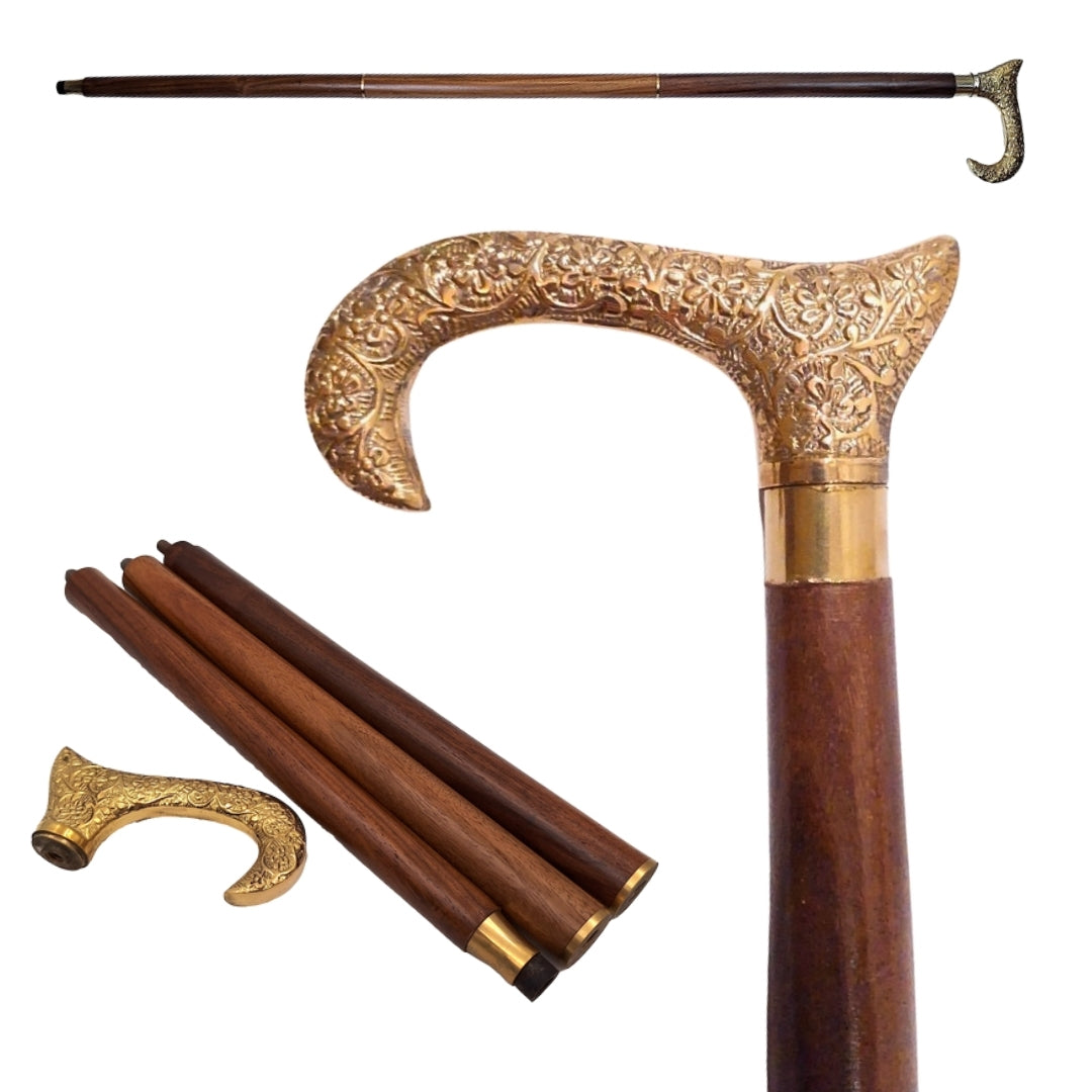 Fa sétabot arany fogantyúval - Összecsukható