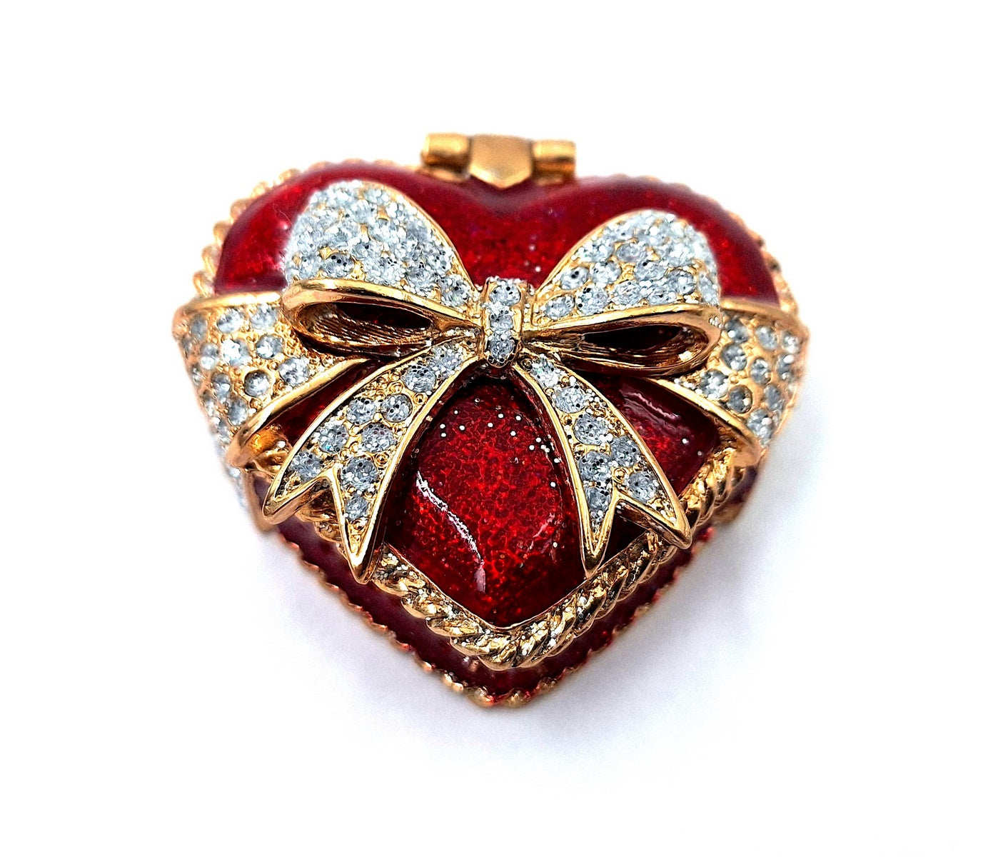 Egyedi fém ékszerdoboz kristályokkal - Szív