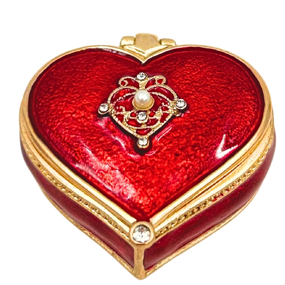 Exkluzív csecsebecsés doboz / ékszerdoboz - szív kristályokkal -