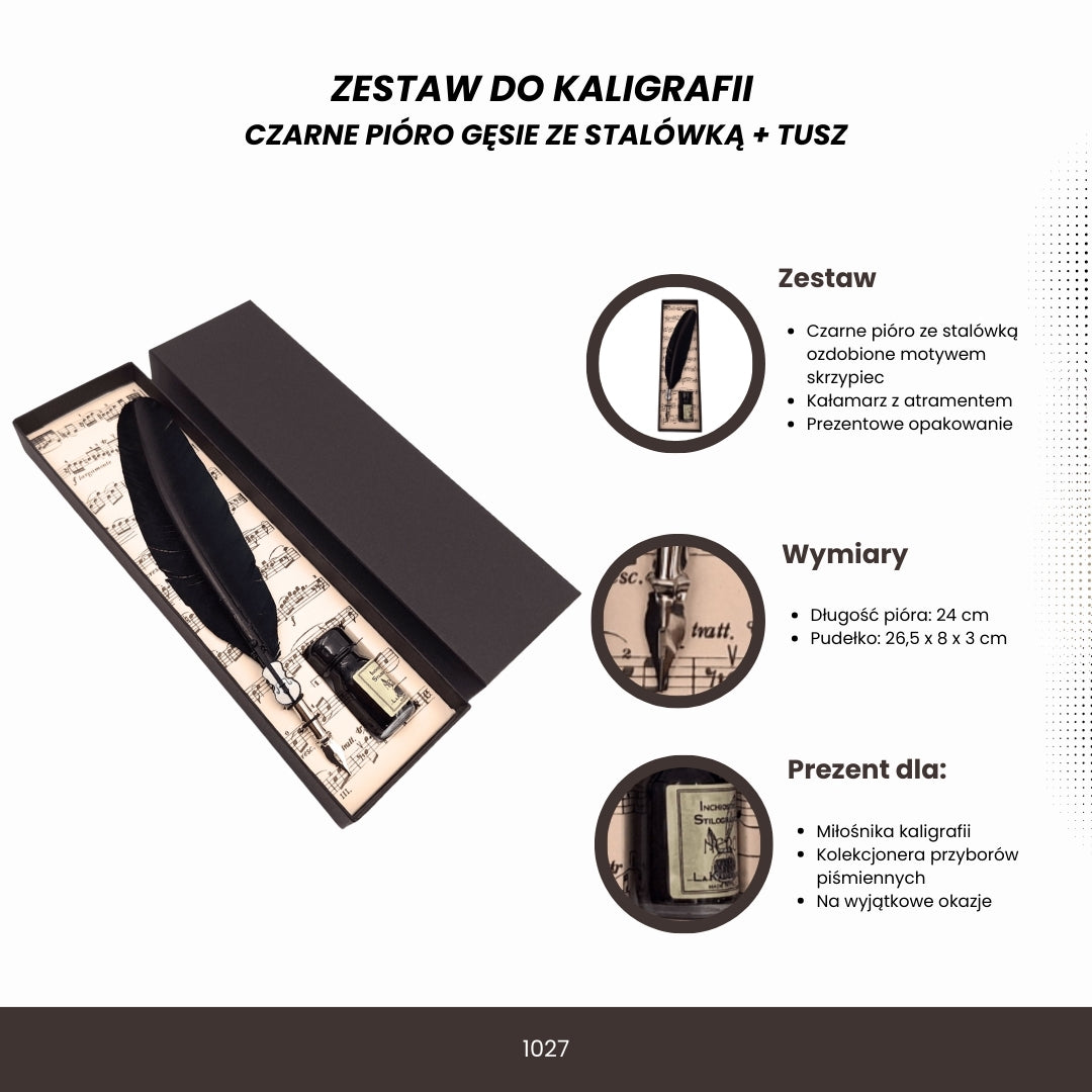 Kalligráfia készlet - fekete libatoll tollheggyel + tinta