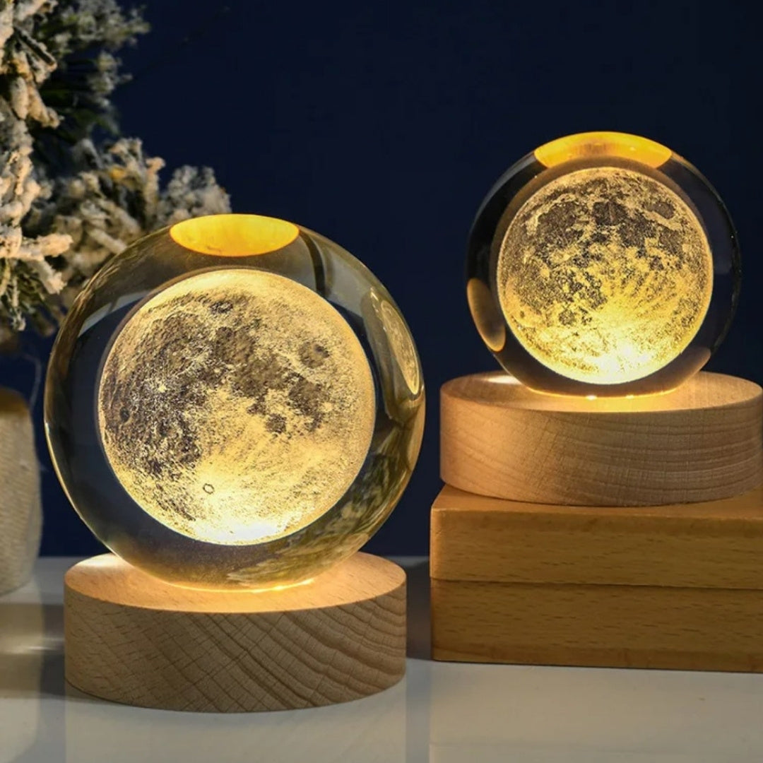 Világító dekoratív kristálygömb fa talapon