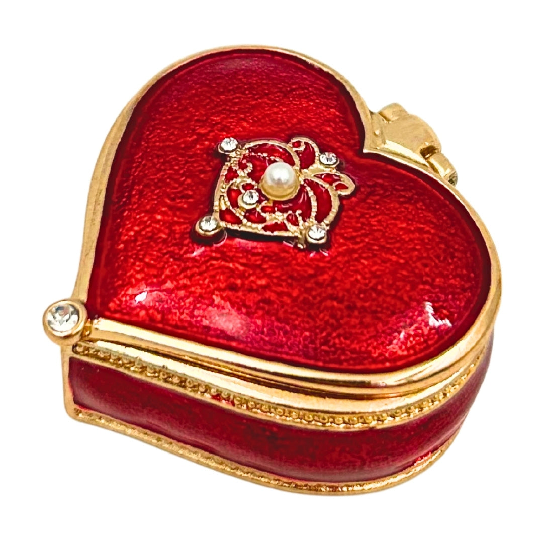 Exkluzív csecsebecsés doboz / ékszerdoboz - szív kristályokkal -