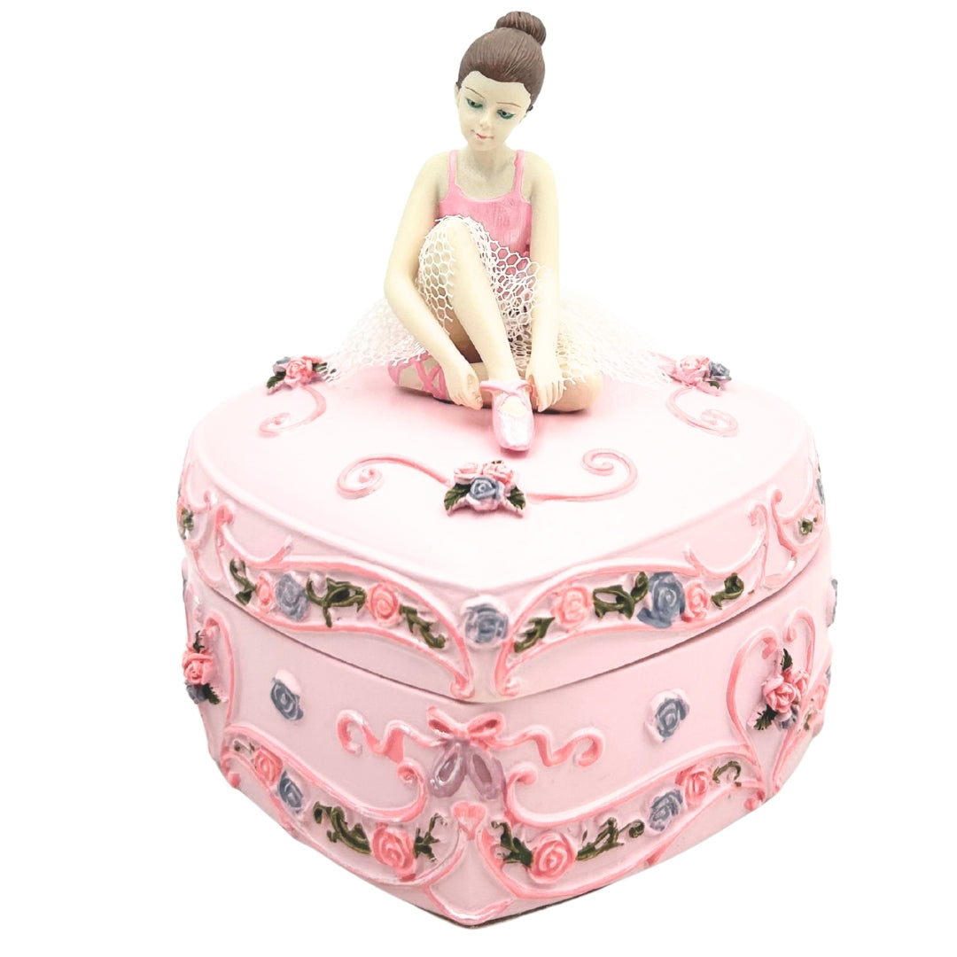 Zenélő doboz "Hattyúk tava" szív alakú balerina láda