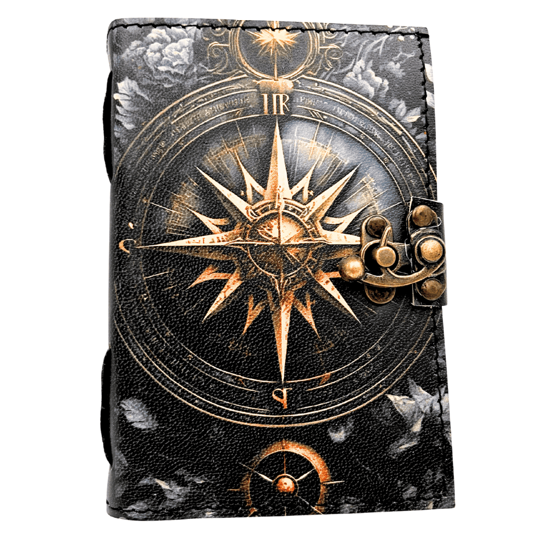 Bőr notesz retro napló iránytű rózsa 200 oldal