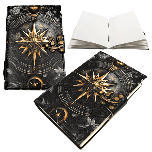 Bőr notesz retro napló iránytű rózsa 200 oldal