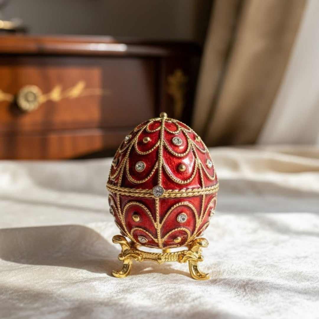 Exkluzív fém ajándékdoboz kristályokkal - Fabergé tojás