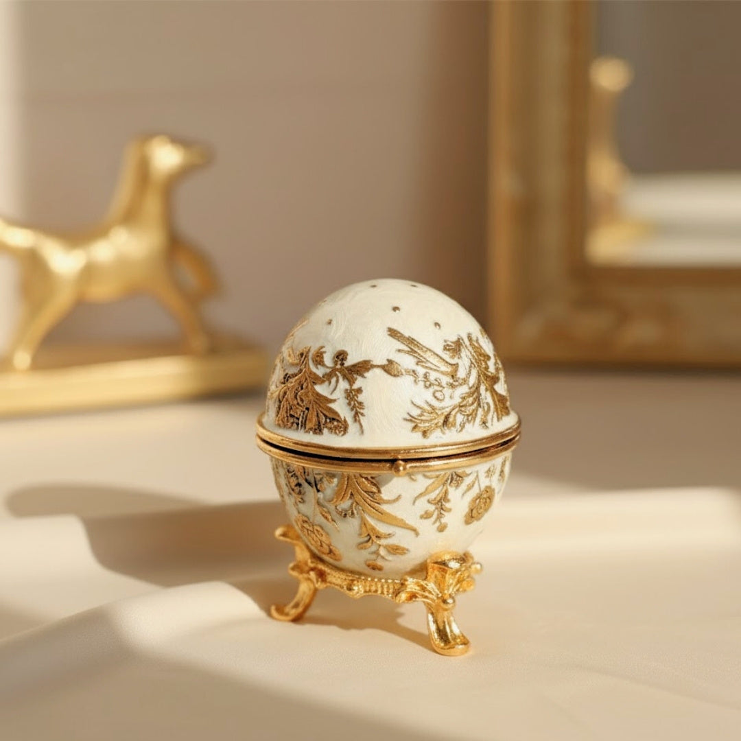 Ékszerdoboz Fabergé tojás - fém kristályokkal