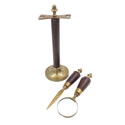 Íróasztali készlet nagyítóval és papírvágó késsel