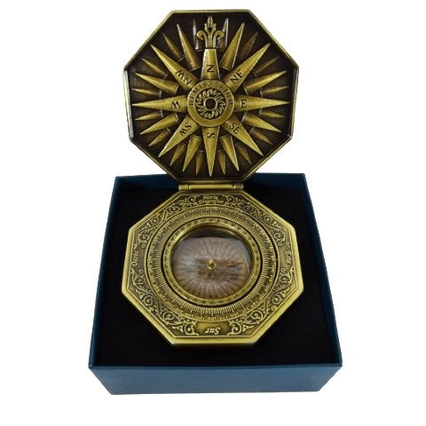 Nautikus Cardan sárgaréz iránytű fadobozban - reprodukció