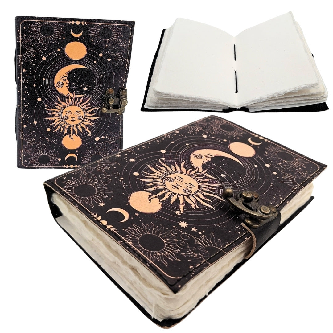 Bőr notesz - Nap és Hold - 200 oldal