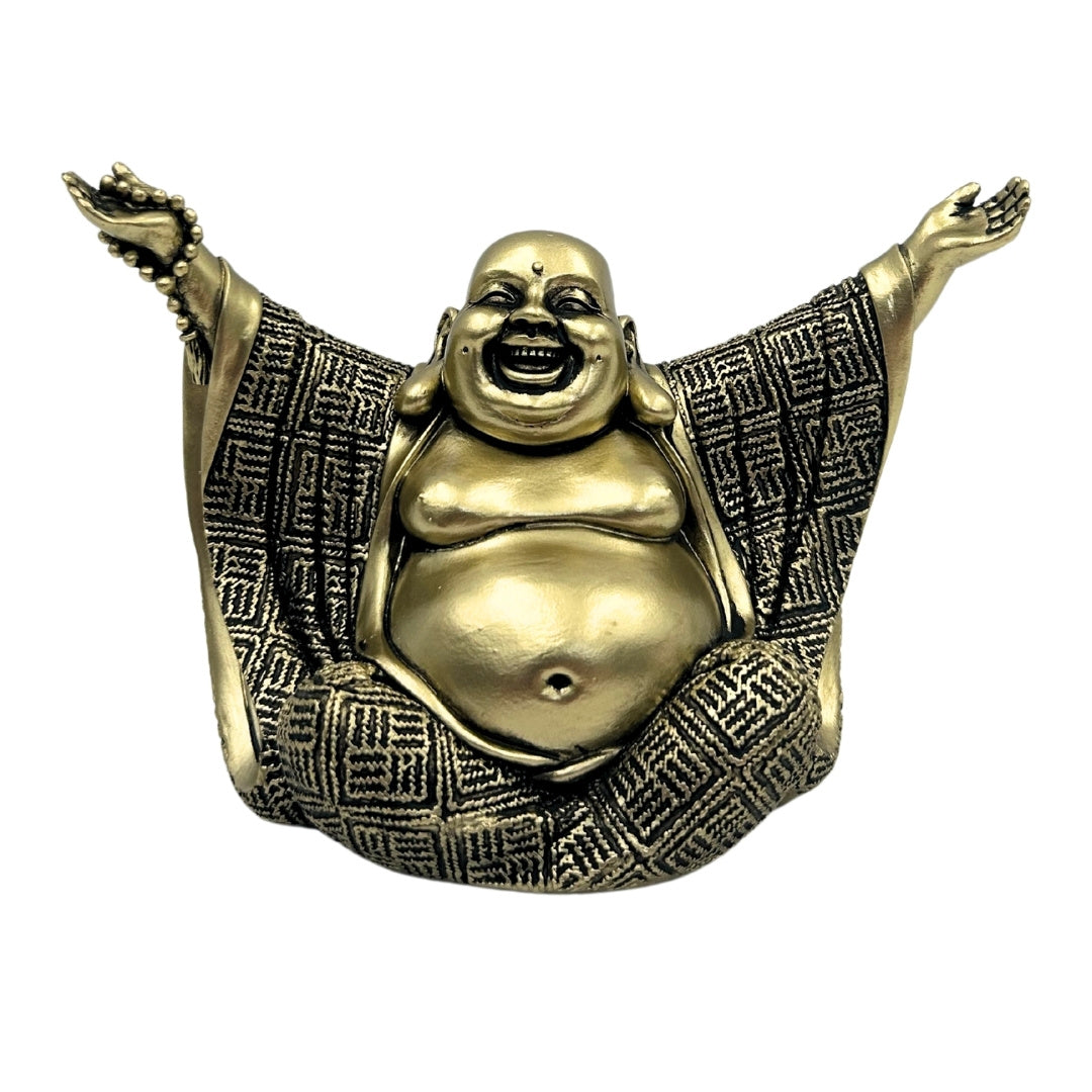 Buddha figura - Vidám Buddha - Arany díszítés