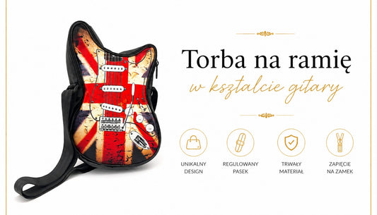 Gitár alakú válltáska - Brit zászló - Ajándék zenerajongóknak