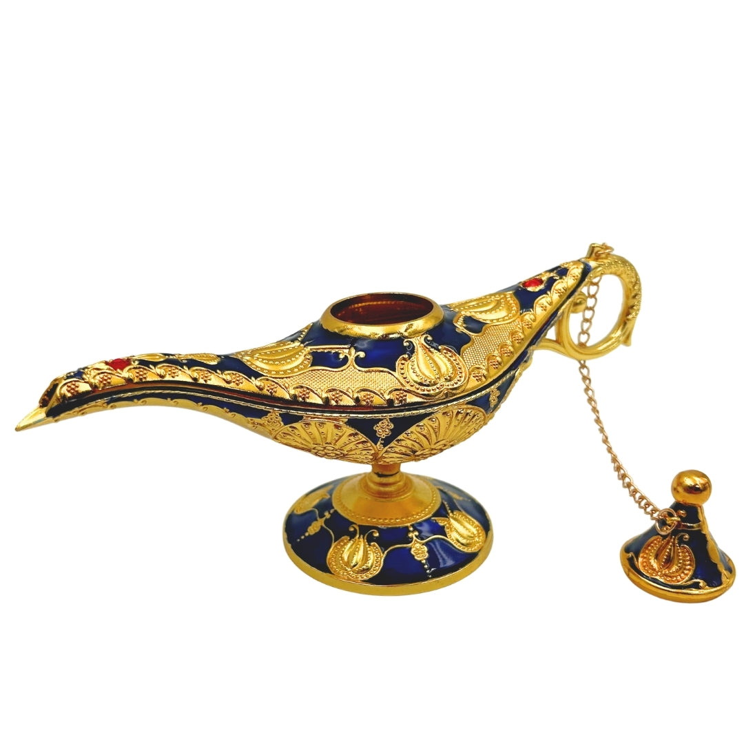 Aladdin lámpa - kék-arany dekoráció, 22 cm