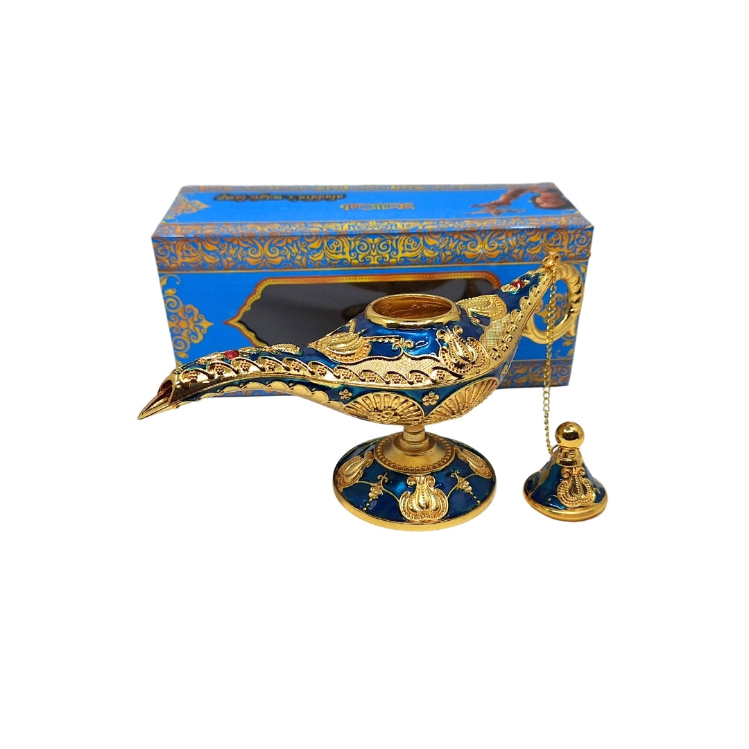 Aladdin lámpa - kék-arany dekoráció, 22 cm