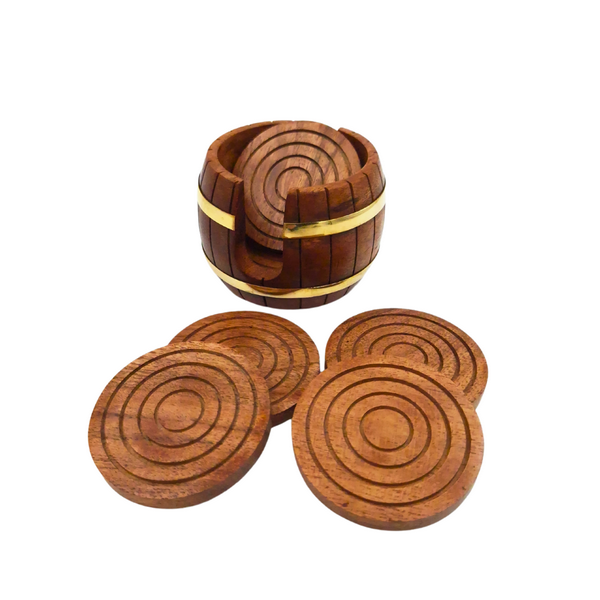 Fa poháralátétek - Hordó készlet