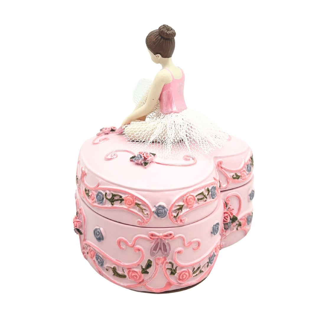 Zenélő doboz "Hattyúk tava" szív alakú balerina láda