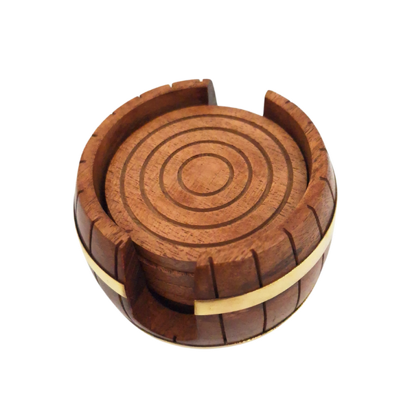 Fa poháralátétek - Hordó készlet