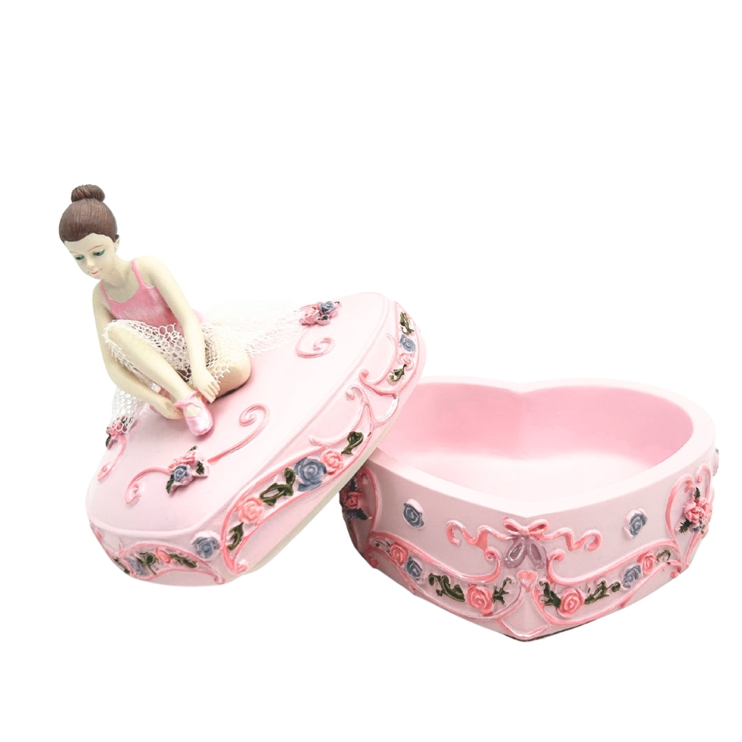 Zenélő doboz "Hattyúk tava" szív alakú balerina láda