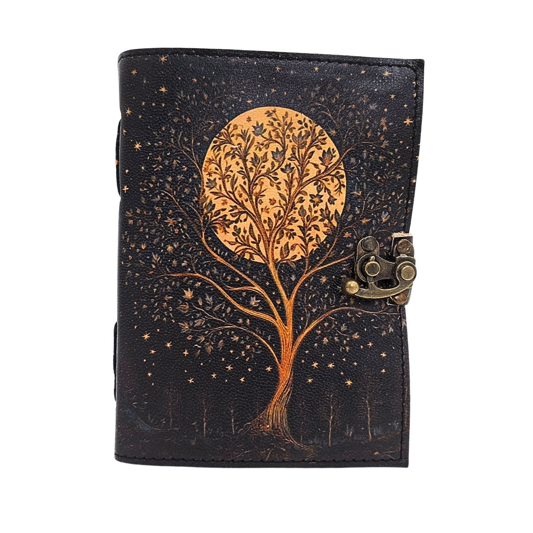 Bőr notesz Vintage Retro Fa és Hold 200 oldal