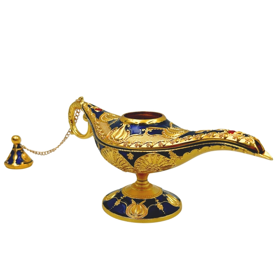 Aladdin lámpa - kék-arany dekoráció, 22 cm