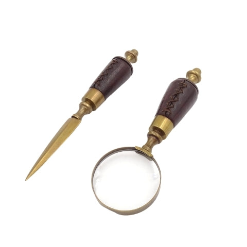 Íróasztali készlet nagyítóval és papírvágó késsel