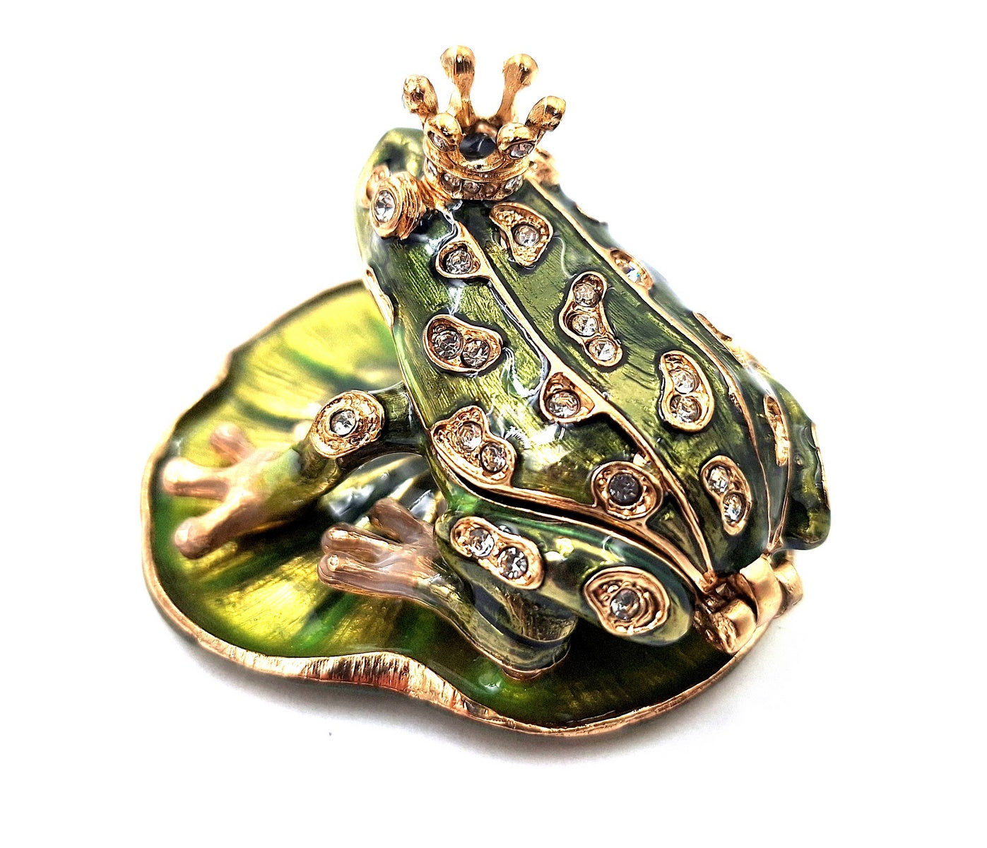 Exkluzív, gazdagon díszített fém doboz kristályokkal - Béka