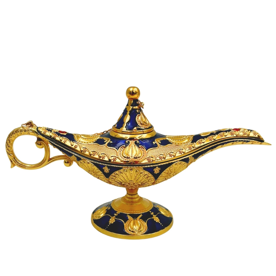 Aladdin lámpa - kék-arany dekoráció, 22 cm