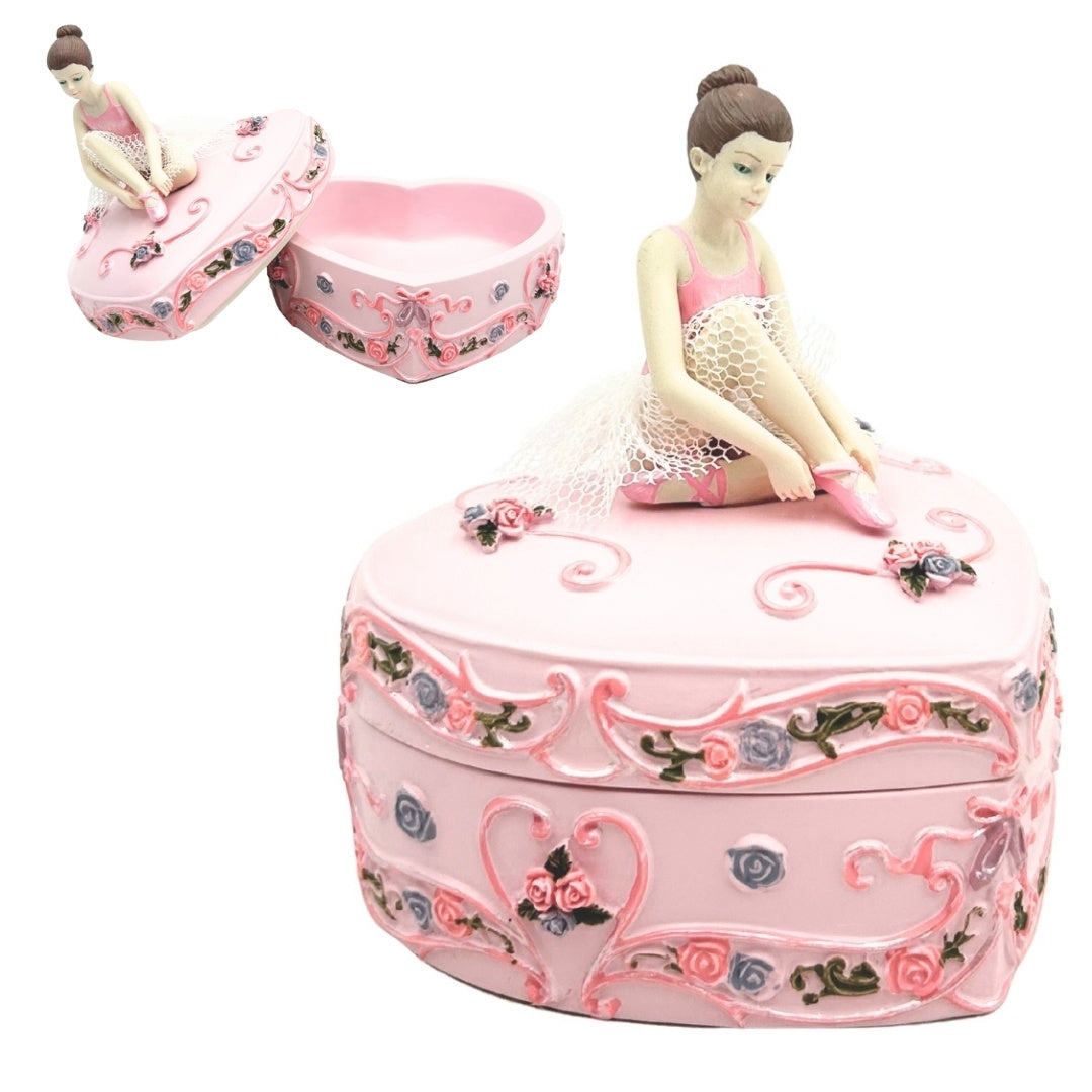 Zenélő doboz "Hattyúk tava" szív alakú balerina láda