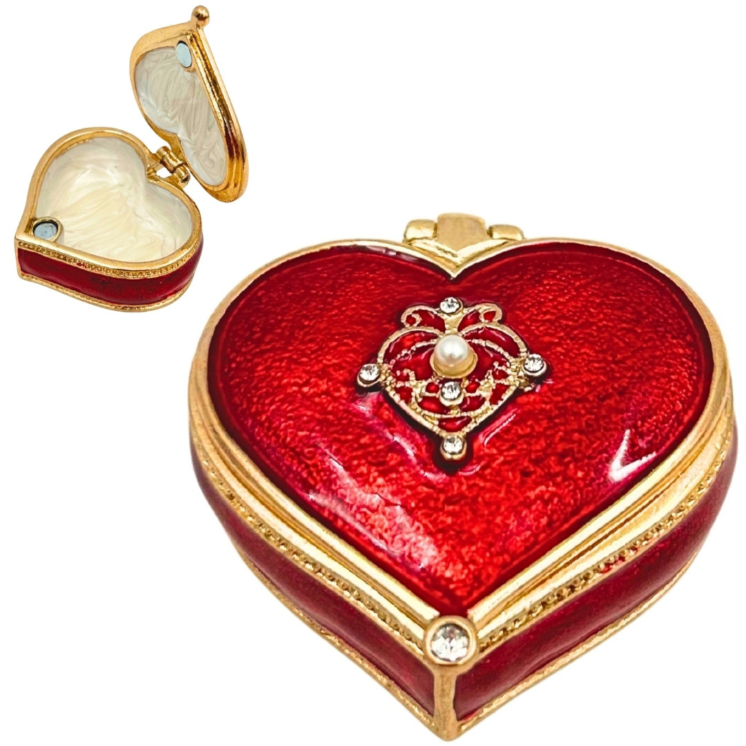 Exkluzív csecsebecsés doboz / ékszerdoboz - szív kristályokkal