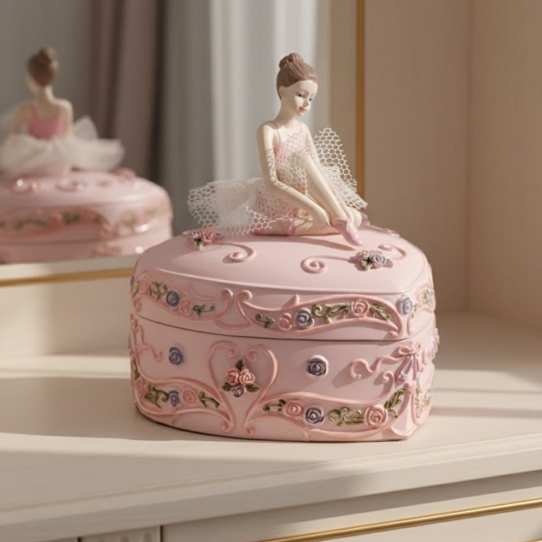 Zenélő doboz "Hattyúk tava" szív alakú balerina láda