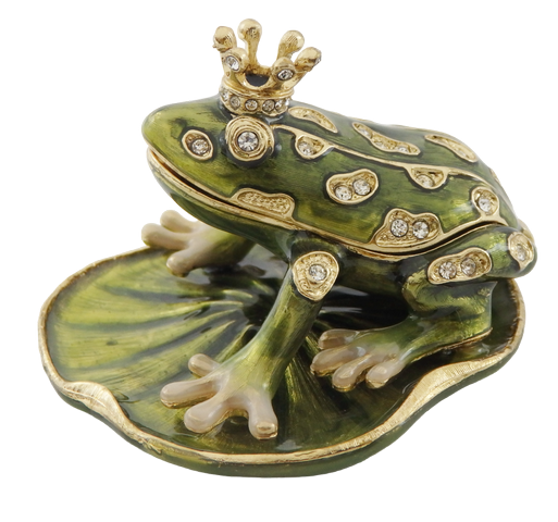 Exkluzív, gazdagon díszített fém doboz kristályokkal - Béka