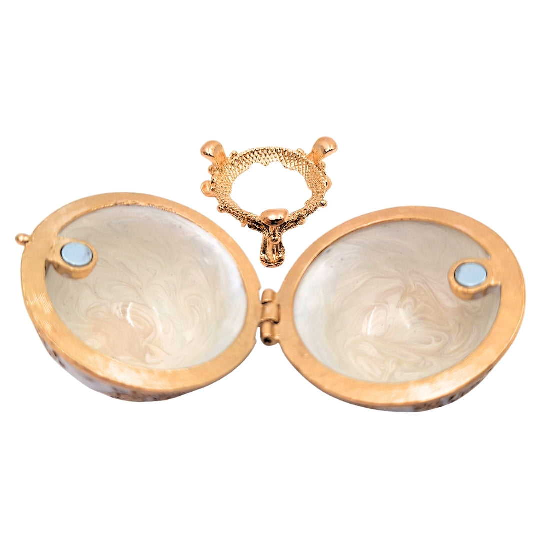 Ékszerdoboz Fabergé tojás - fém kristályokkal