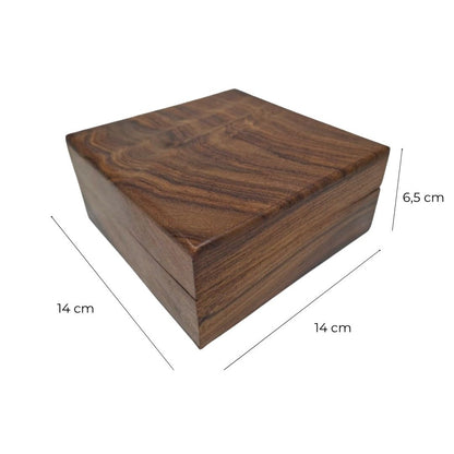 Elegáns fa doboz betéttel, 14 x 14 x 6,5 cm