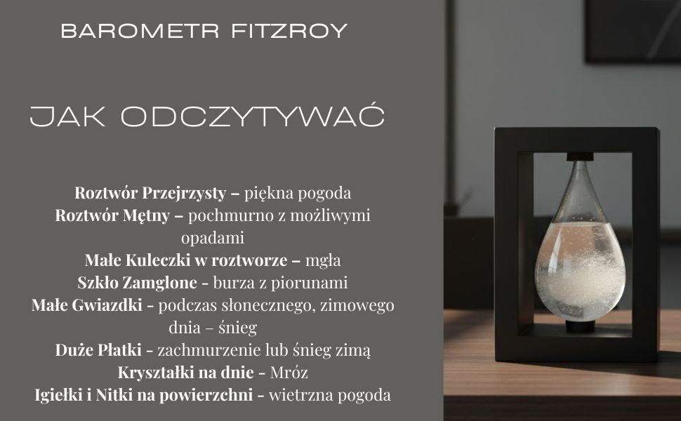 Fitzroy viharbarométer fa keretben - Csepp viharüveg