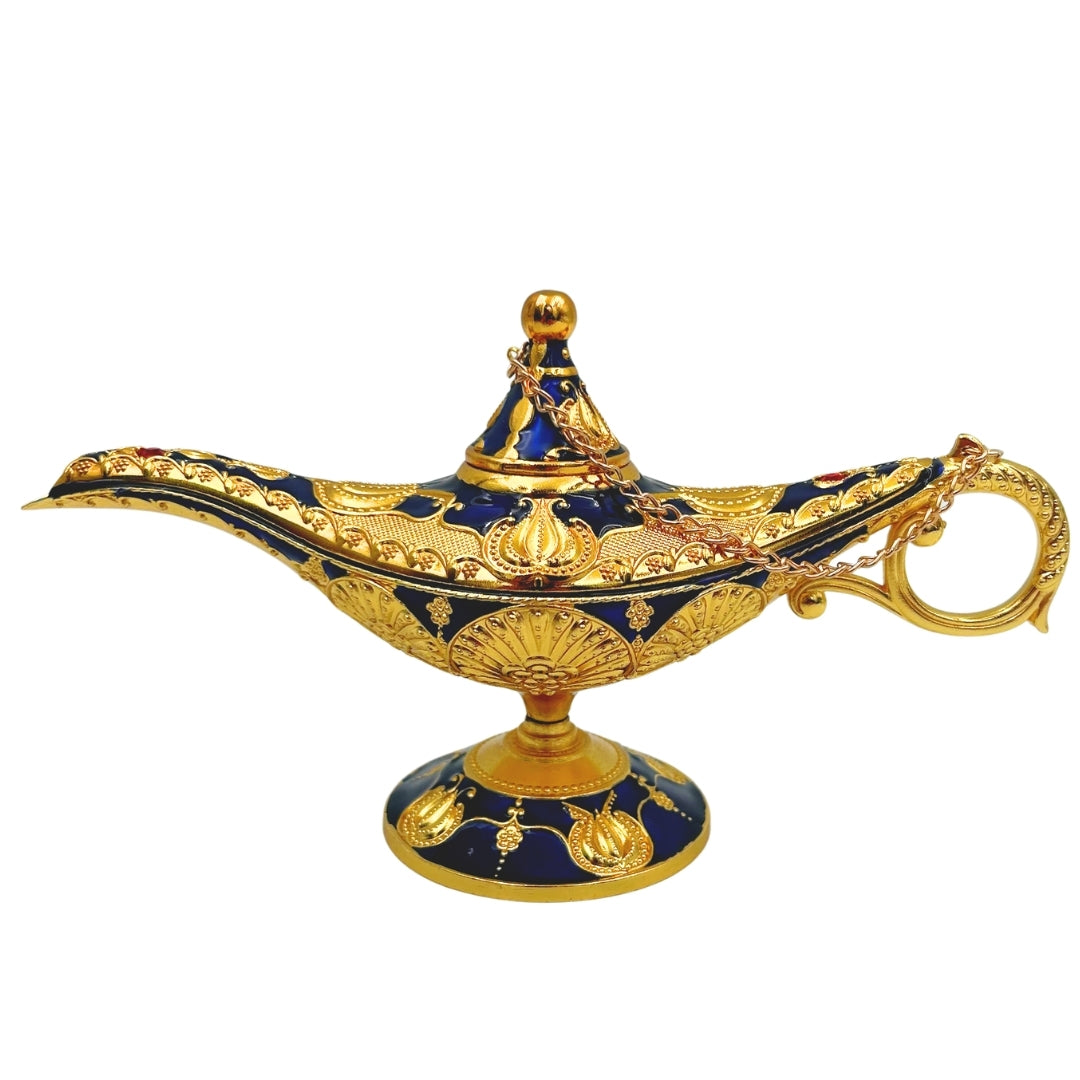 Aladdin lámpa - kék-arany dekoráció, 22 cm