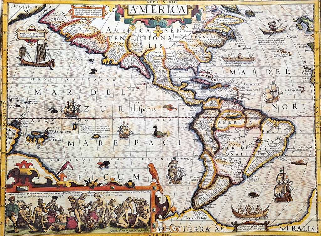 Amerika térképe 1628. - J. Hondius utánnyomás