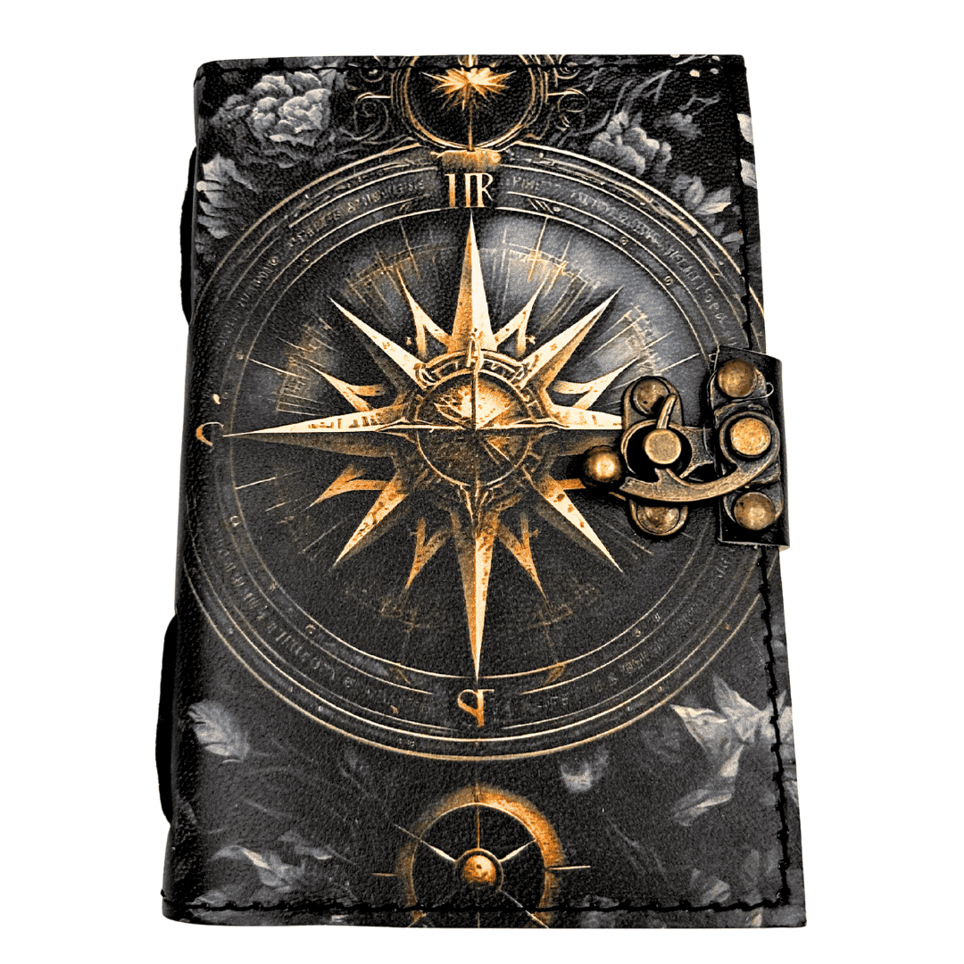 Bőr notesz retro napló iránytű rózsa 200 oldal