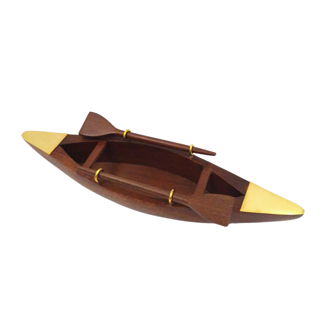 Fa csónakmodell - tengerész dekoráció, 25 cm
