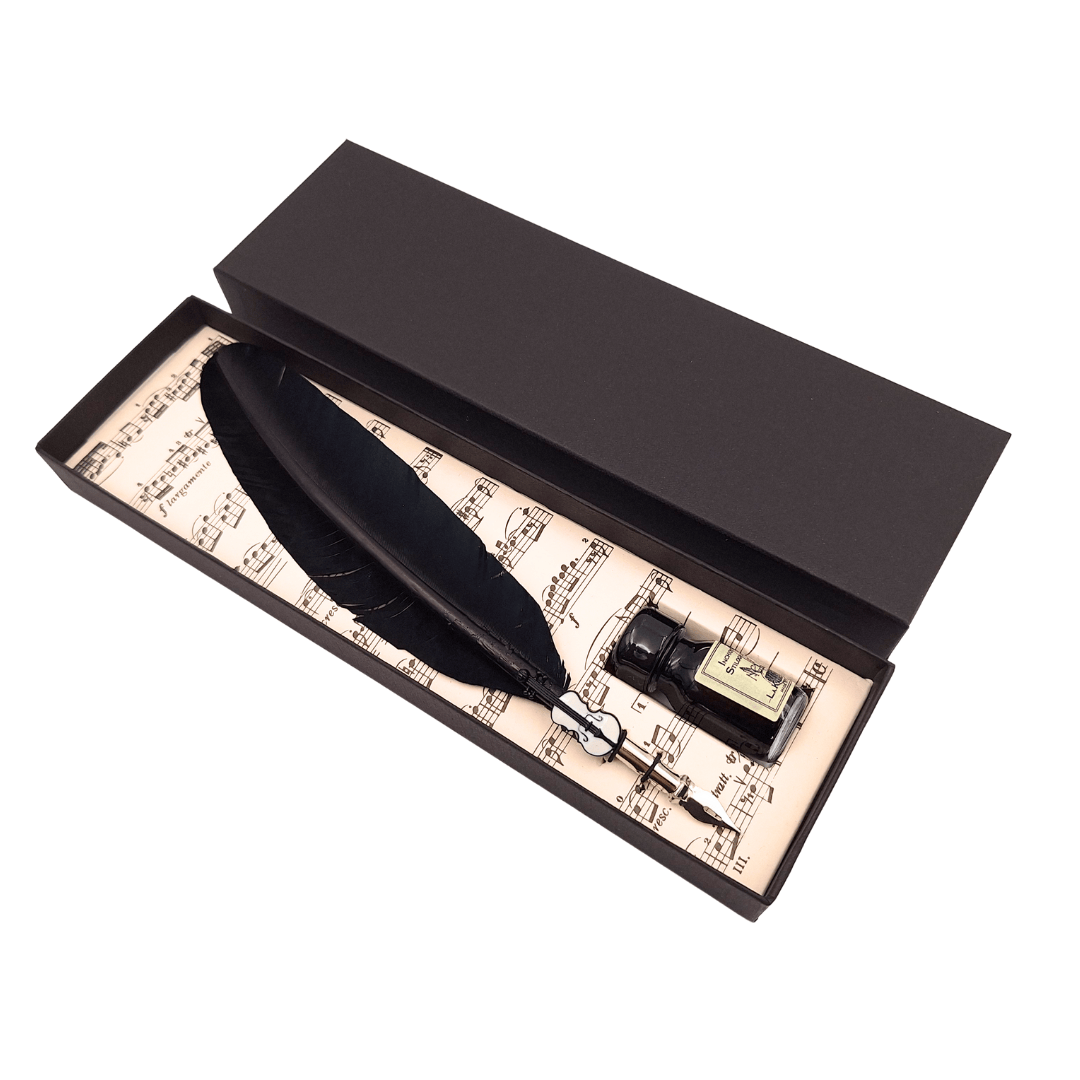 Kalligráfia készlet - fekete libatoll tollheggyel + tinta