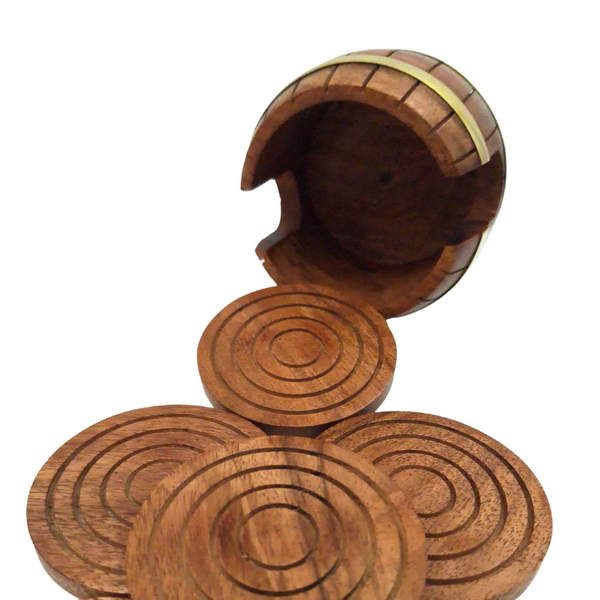 Fa poháralátétek - Hordó készlet