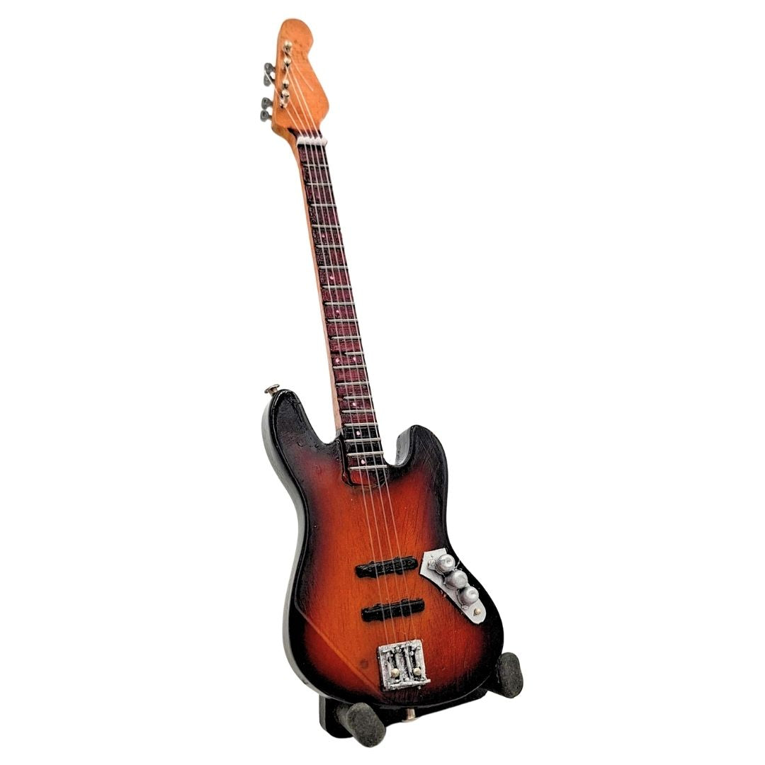 Dekoratív mini gitár állvánnyal - 15 cm, Sunburst