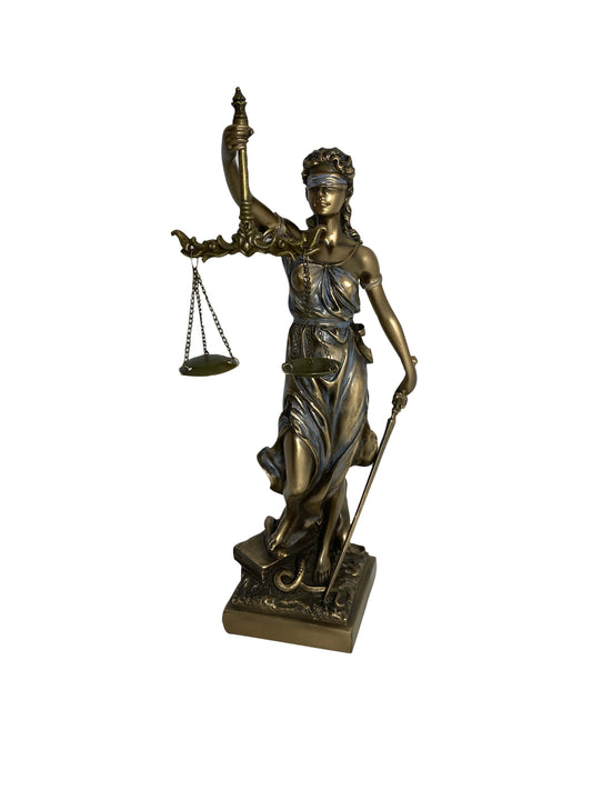 Jusztícia istennő bronz bevonatú szobor közepes