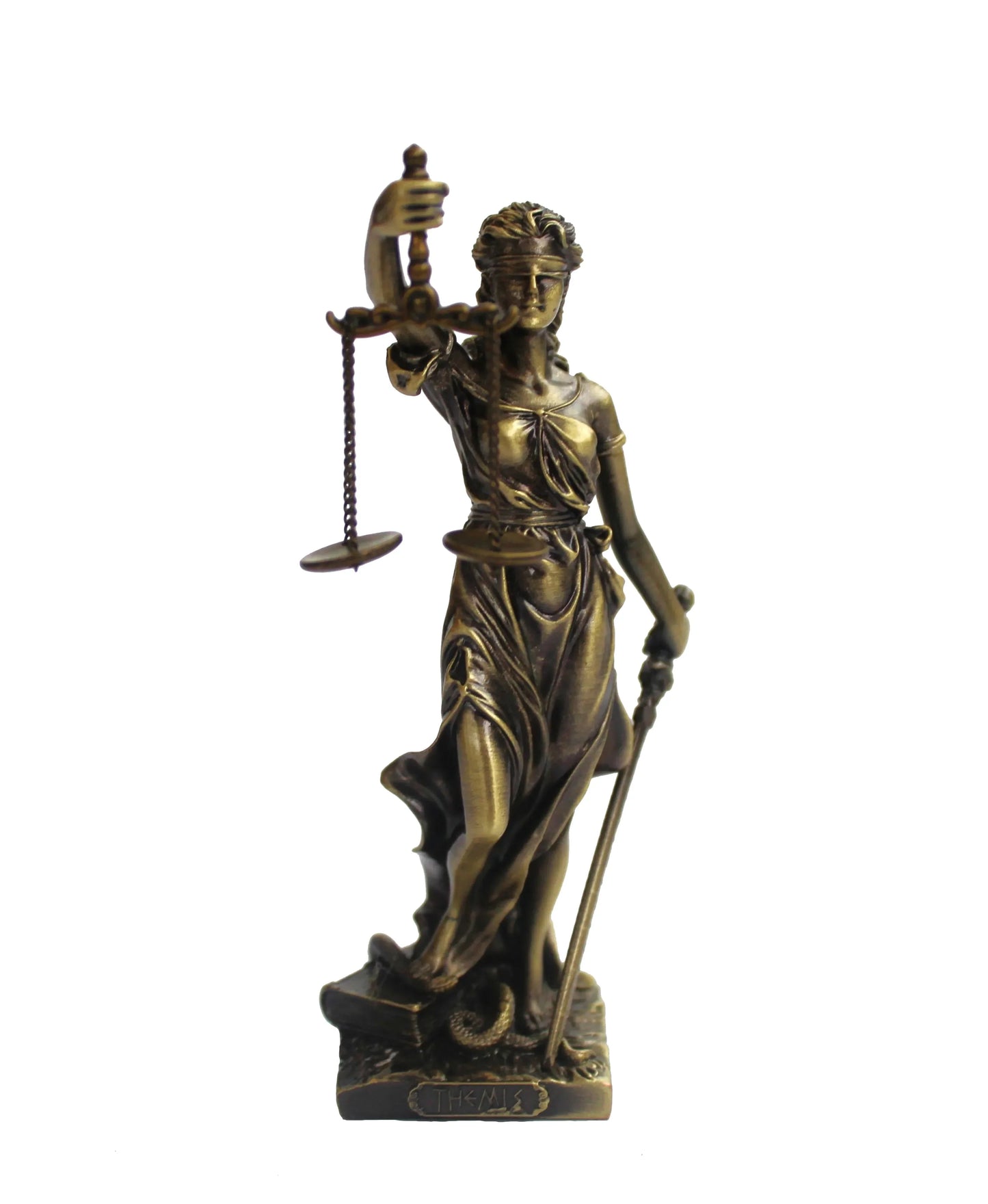 Jusztícia istennő bronz bevonatú szobor antik hatású