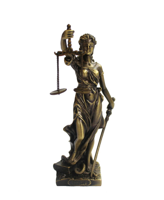 Jusztícia istennő bronz bevonatú szobor antik hatású