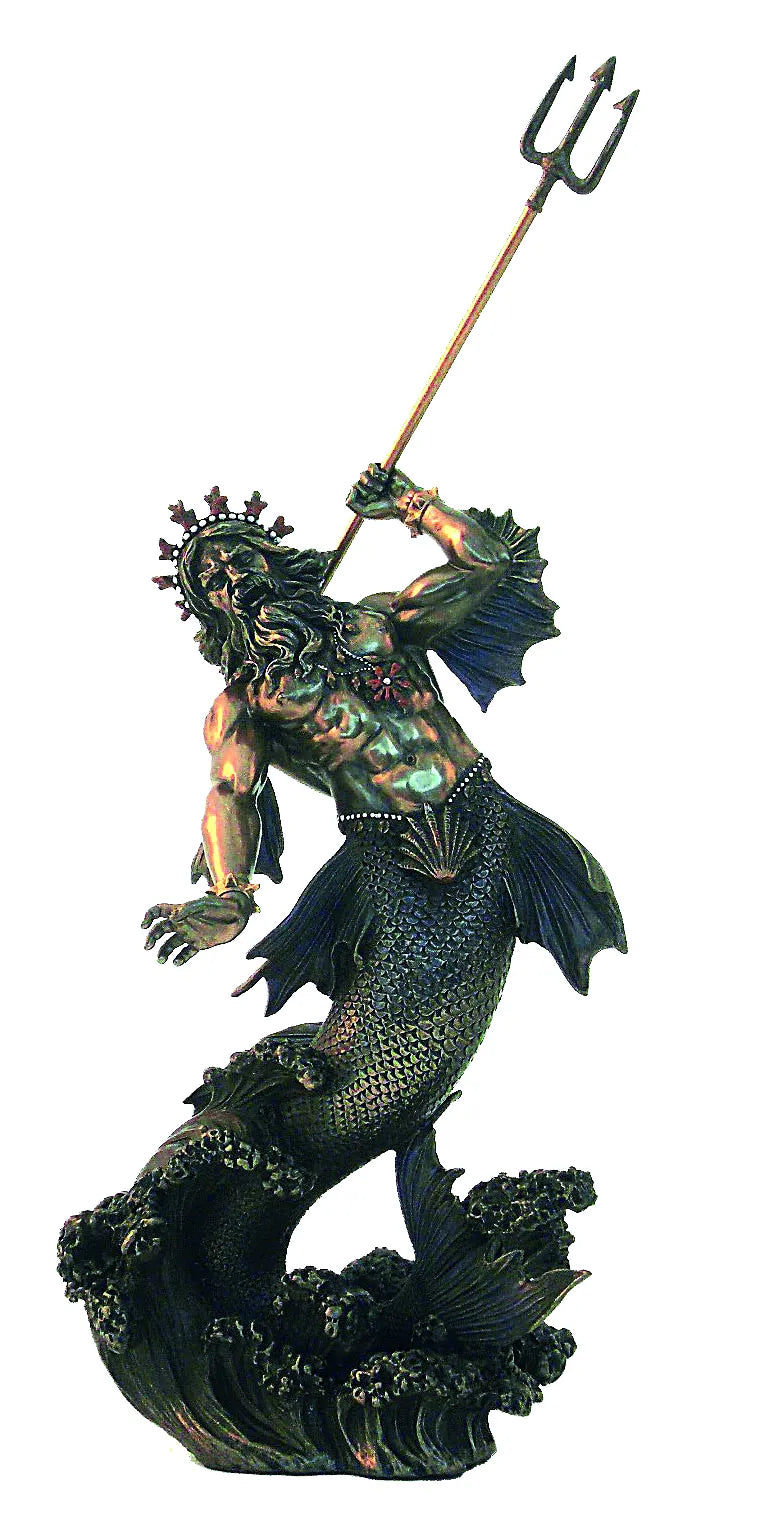 Poszeidón bronz bevonatú szobor