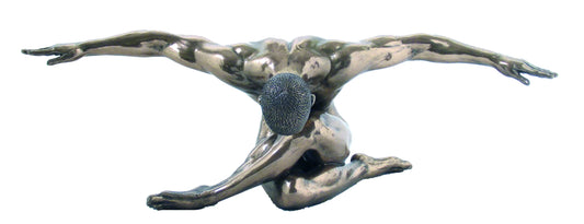 Nyitott karú férfi akt bronz bevonatú szobor