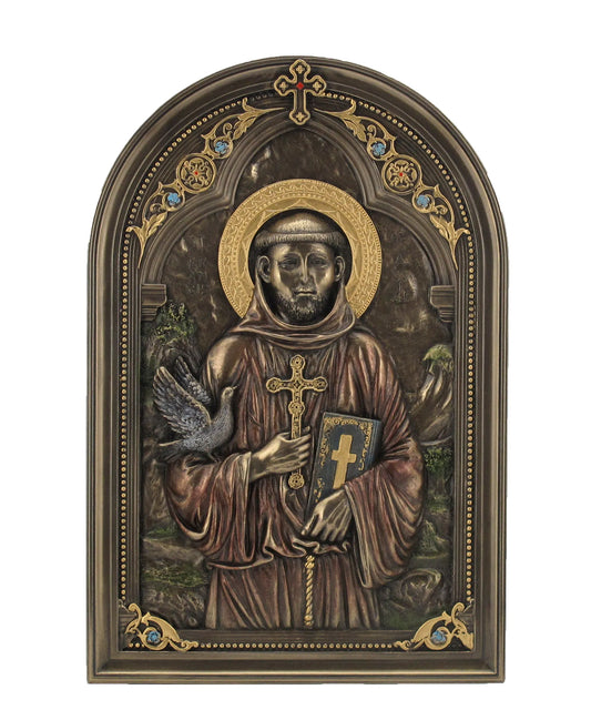 Assisi Szent Ferenc ikon bronz bevonatú szobor