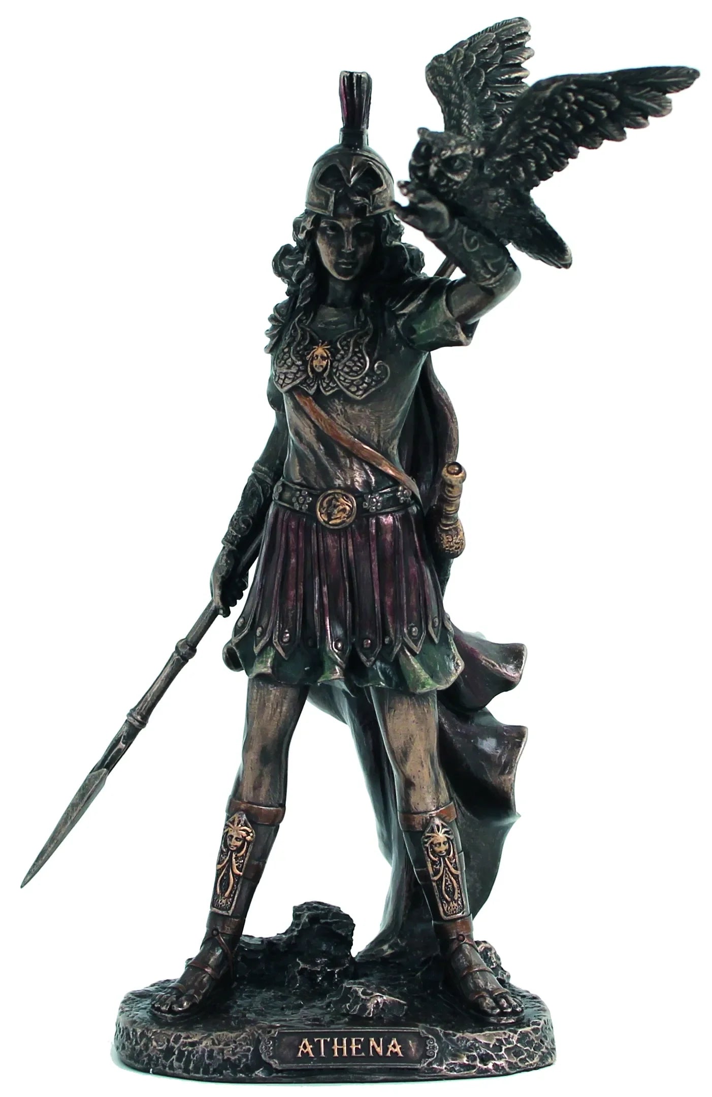 Athéné bölcsesség istennője bronz bevonatú szobor